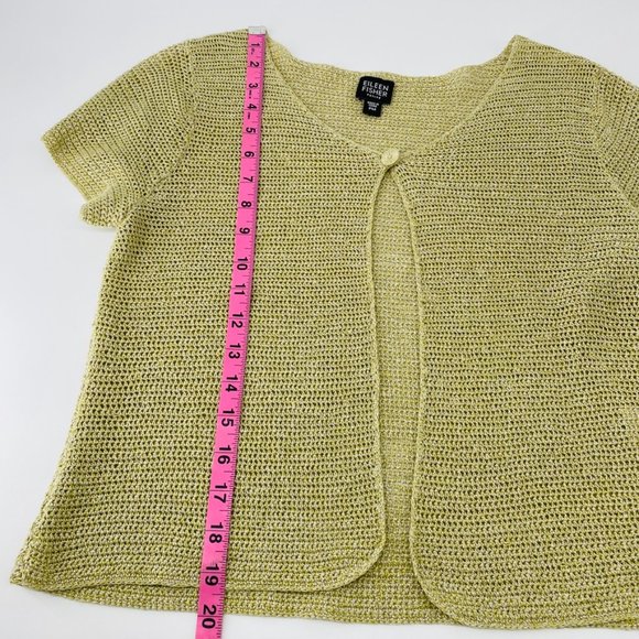 Eileen Fisher Linen Knit Short Sleeve Cardigan - Picture 8 of 9
